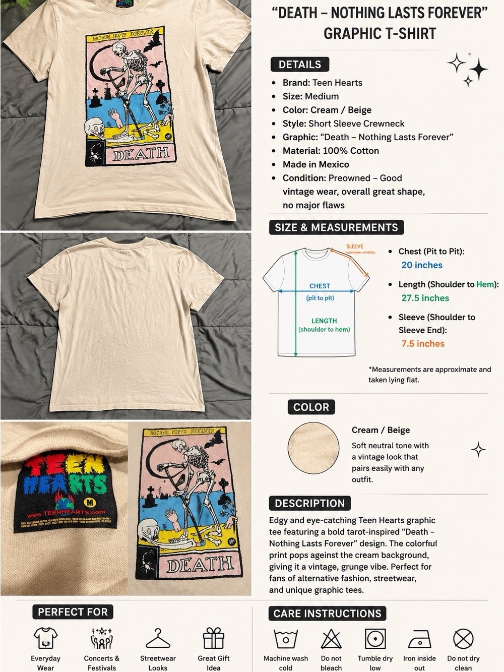 Cream 'Death - Nothing Lasts Forever' Graphic Tee